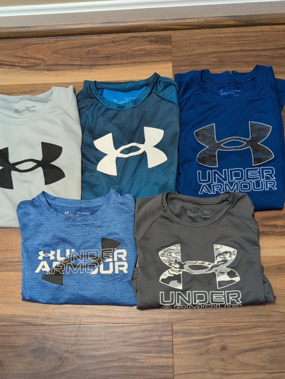 Youth XL Under Armour Short-Sleeve Performance Shirt - Blue & Gray Options